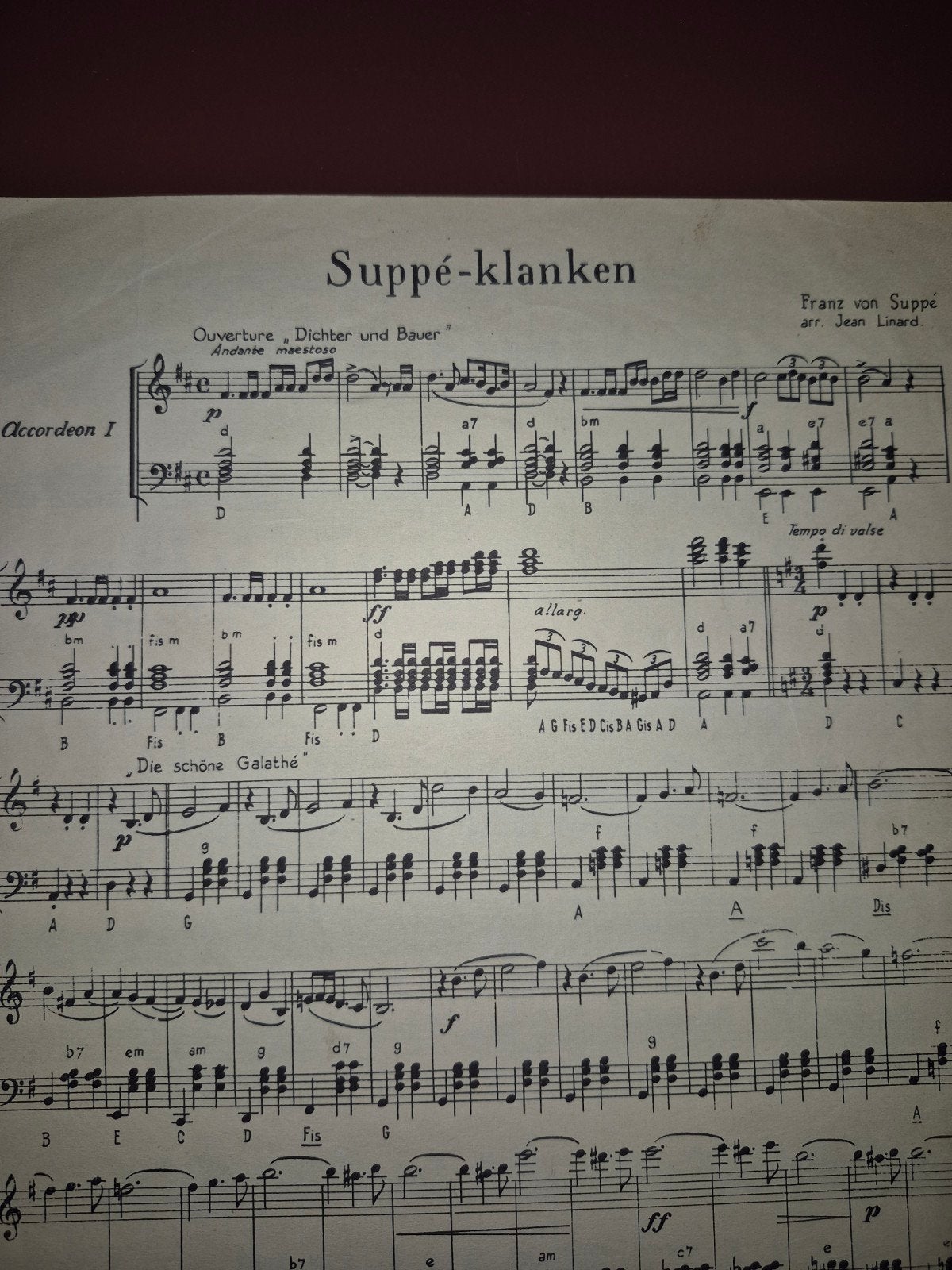 Suppé-klanken - Overture Dichter und Bauer Accordeon I, Gebruikt, Klassiek, Ophalen of Verzenden, Thema