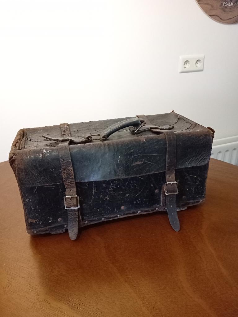 Leren oude gereedschapskoffer 45 x 20 x 22 cm, Ophalen, Huis en Inrichting