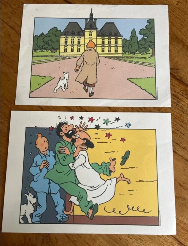 2 Kuifje prints A4 formaat - Hergé Moulinsart 1990, Verzamelen, Ophalen of Verzenden, Kuifje, Zo goed als nieuw, Plaatje, Poster of Sticker