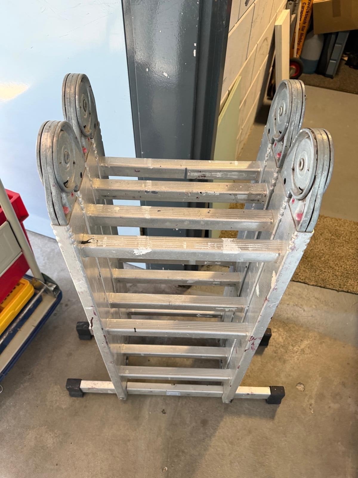 Multifunctionele aluminium vouwladder met platformen, Ophalen, Gebruikt, Ladder, Opvouwbaar of Inschuifbaar