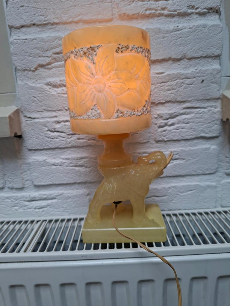 Albasten tafellamp met olifant, Huis en Inrichting, Ophalen of Verzenden, Minder dan 50 cm