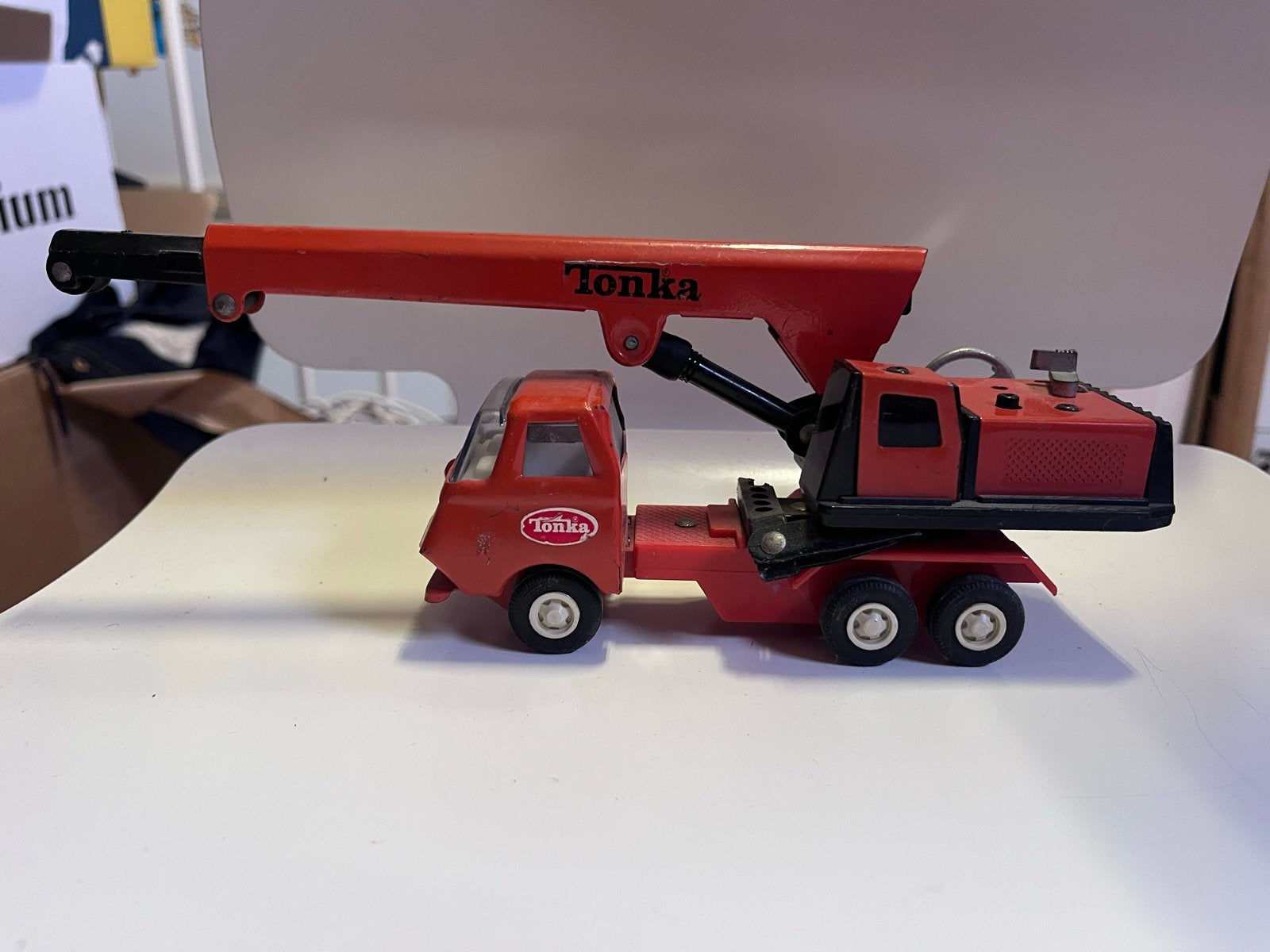 Zeldzame Vintage Tiny Tonka #967 Kraanwagen Japan Jaren 70, Ophalen of Verzenden, Gebruikt