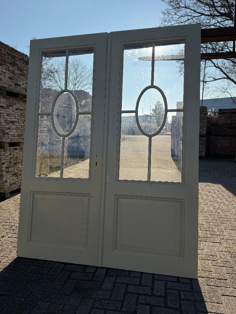 Set openslaande deuren met glas en bossing paneel 232x176cm, Ophalen