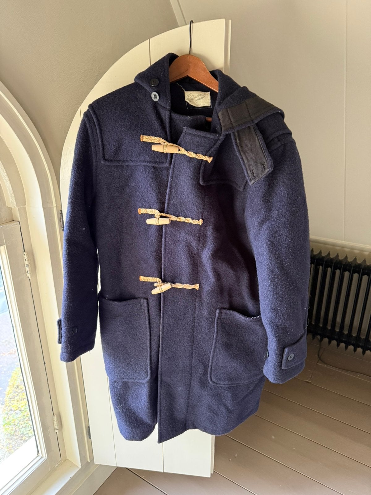 Gloverall Monty Duffle Coat wollen jas - Navy maat M, Kleding | Heren, Jassen | Winter, Ophalen of Verzenden, Zo goed als nieuw
