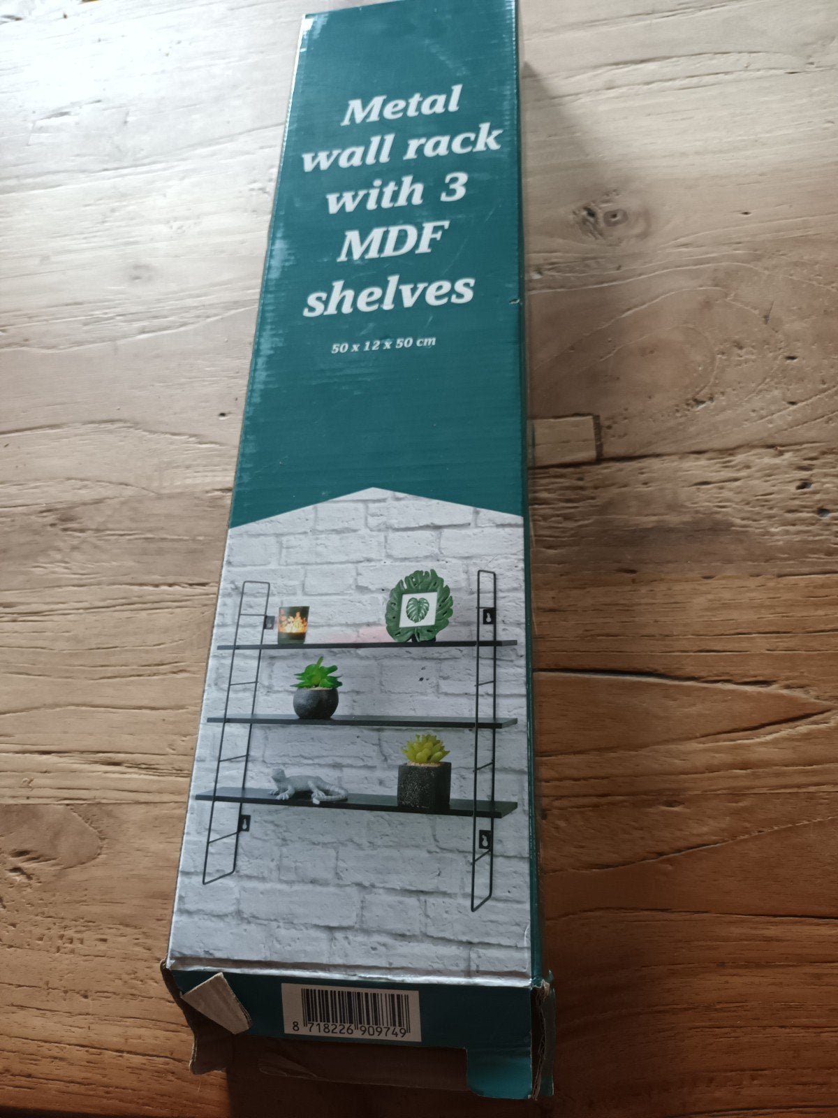Metalen wandrek met 3 MDF planken 50x12x50 cm, Ophalen, Nieuw