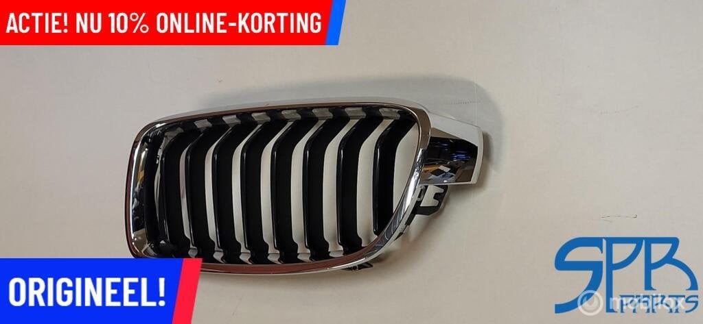Grille BMW 3 SERIE F30 F31 CHROOM GRILL NIER LINKS ORIGINEEL, Auto-onderdelen, Gebruikt, Ophalen of Verzenden, BMW, BMW
