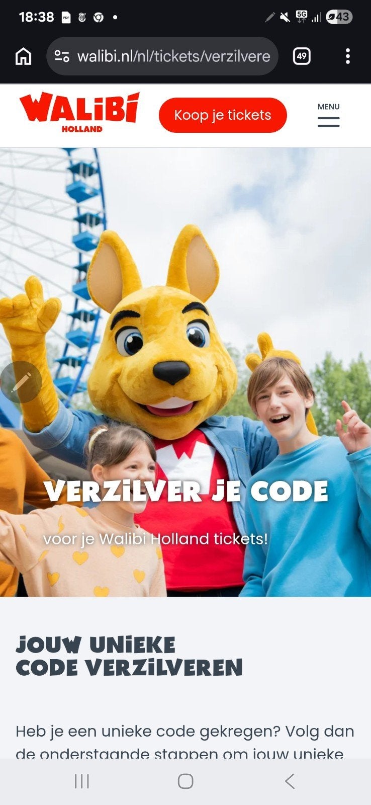 Walibi toegangskaarten 9 stuks, Tickets en Kaartjes, Drie personen of meer, Ticket of Toegangskaart