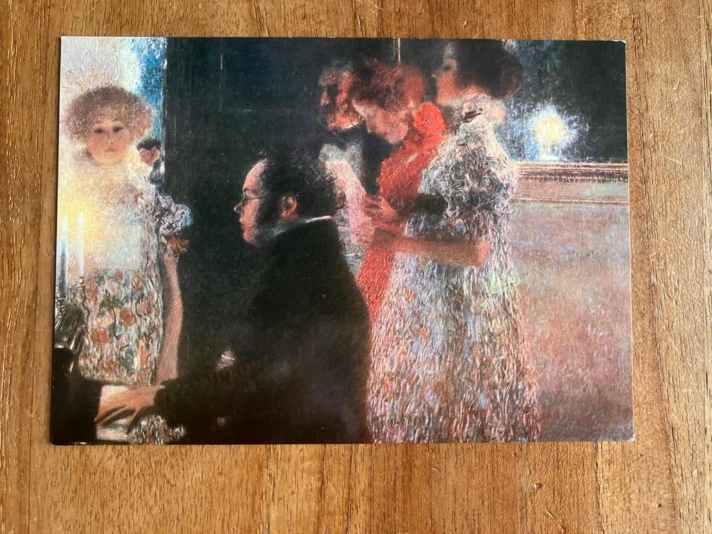 Gustav Klimt - Schubert am Klavier, 1899, Verzamelen, Ansichtkaarten | Themakaarten, Ongelopen, 1980 tot heden, Muziek, Ophalen of Verzenden