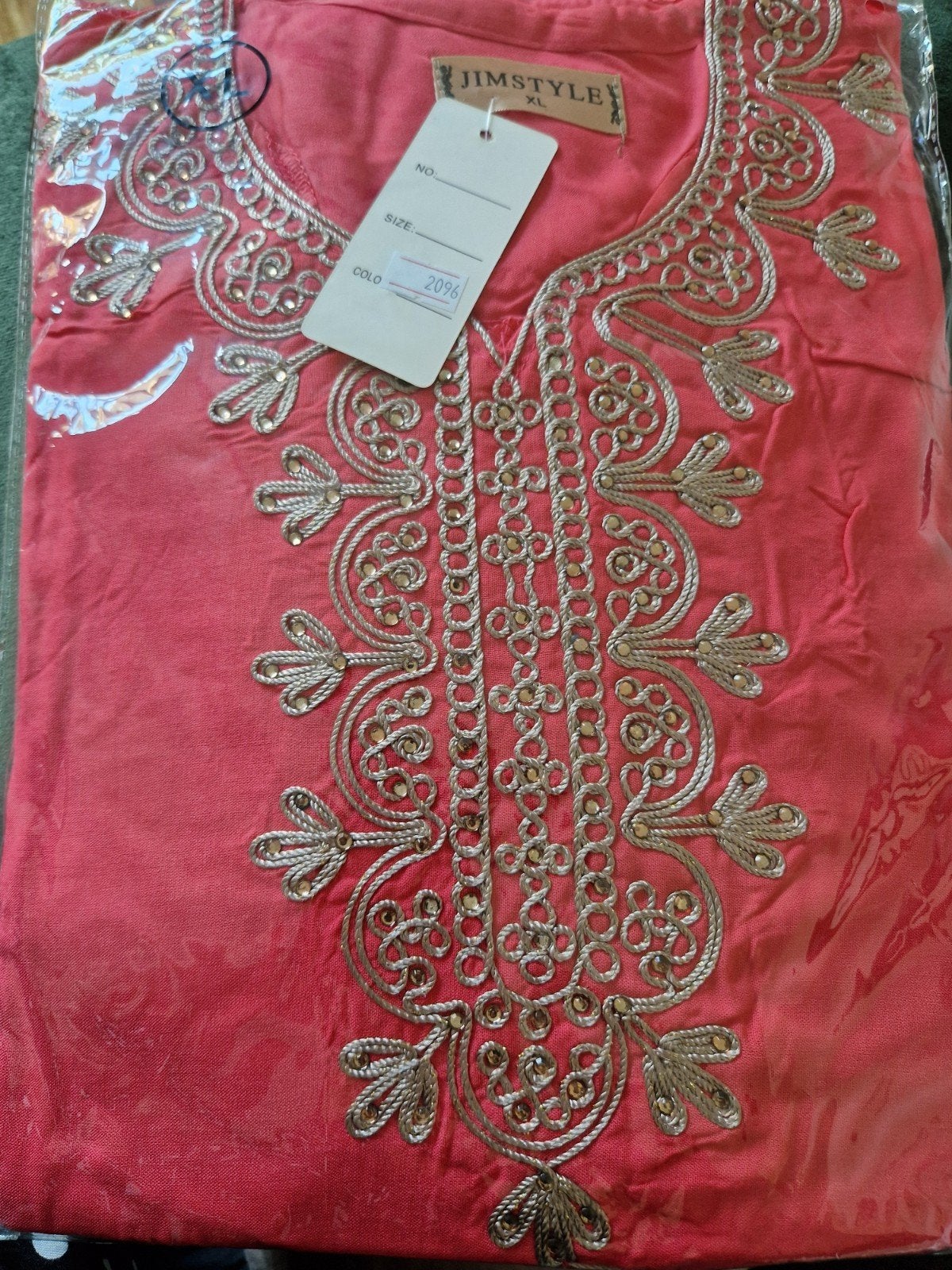 Marokkaanse huisjurk  met goudkleurig borduursel, JIMSTYLE, Ophalen of Verzenden, Nieuw, Maat 46/48 (XL) of groter