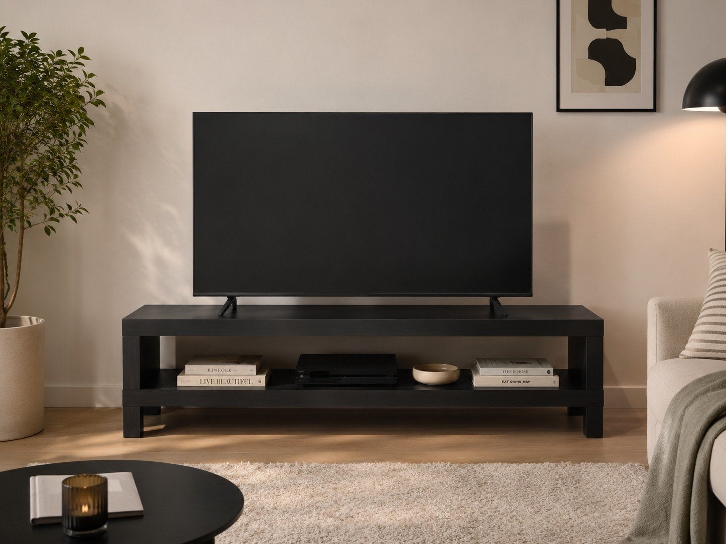 LAATSTE KANS: Donkerbruin LACK TV meubel van IKEA, Ophalen, Minder dan 50 cm, Gebruikt, 100 tot 150 cm