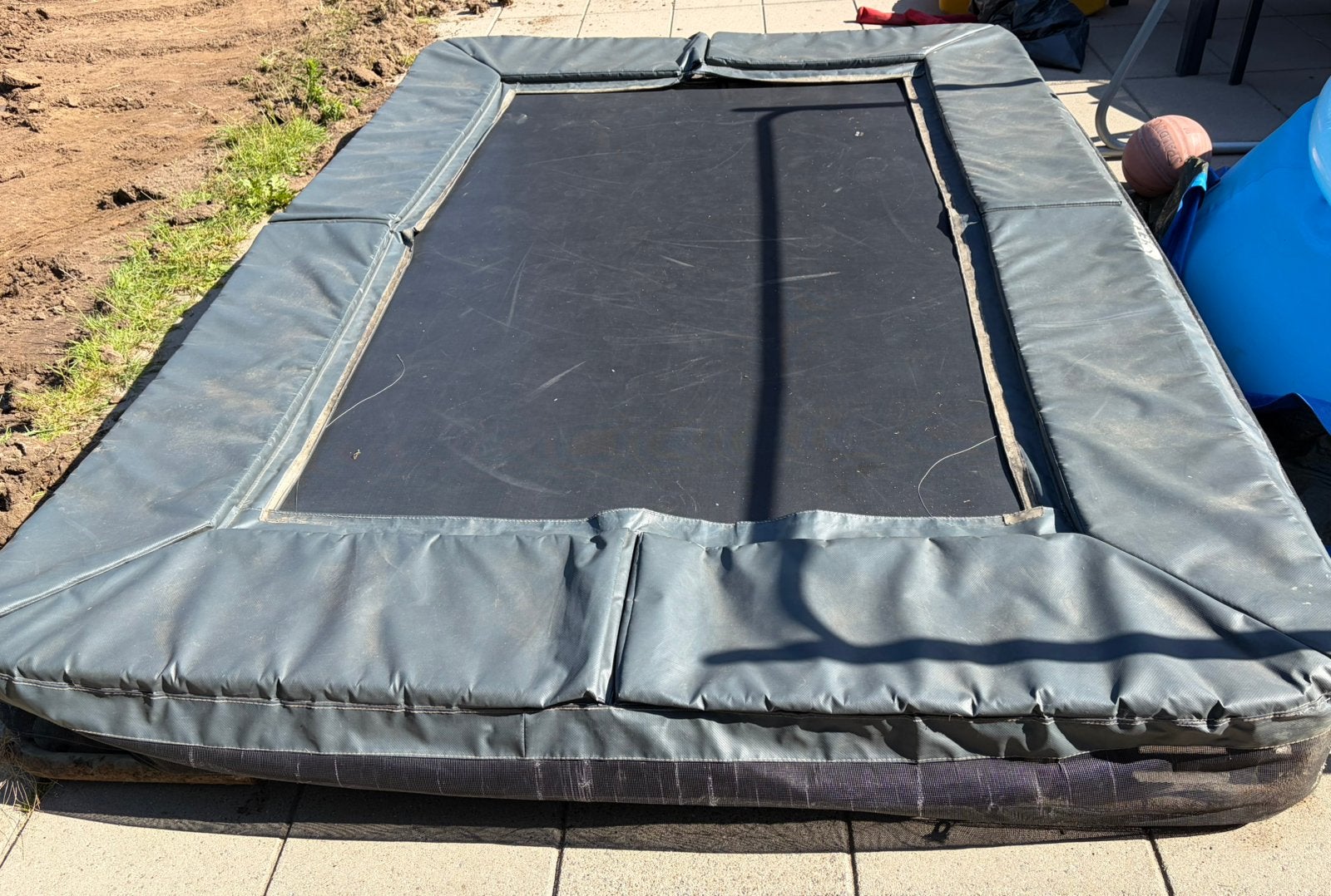 Etan inground trampoline van 281 x 201 cm rechthoekig, Ophalen, Gebruikt