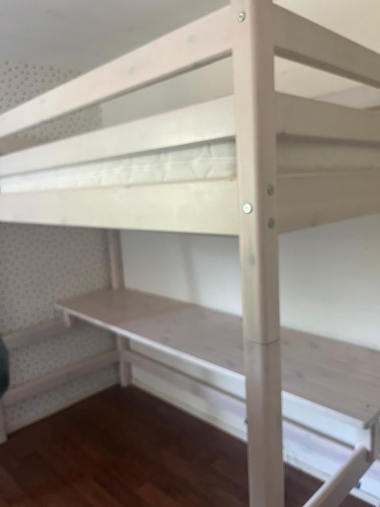 Flexa Hoogslaper met bureau - Wit/Houtkleur, Ophalen, Gebruikt, Hoogslaper