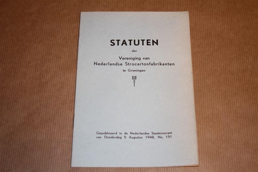 Statuten Ver Ned Strocartonfabrikanten Groningen 1948, Ophalen of Verzenden, Gelezen