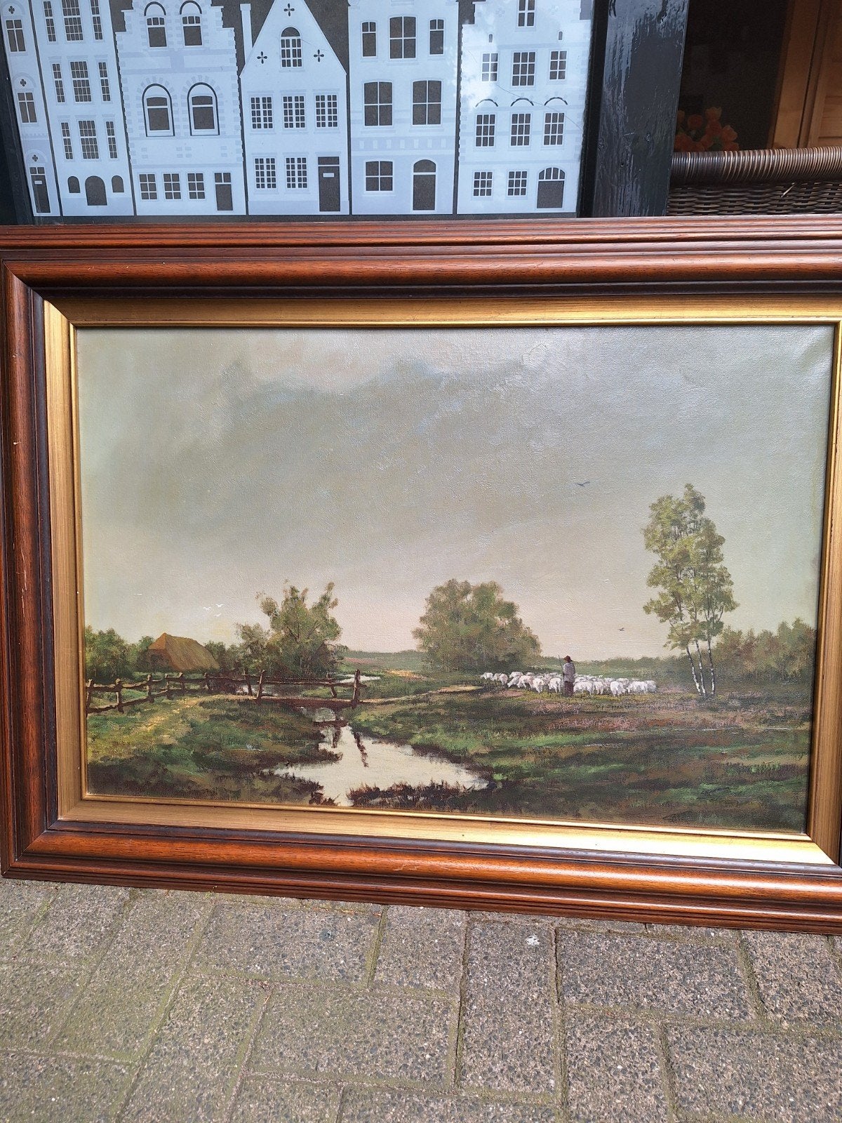 Groot olieverf schilderij van  cp goeman., Antiek en Kunst, Ophalen