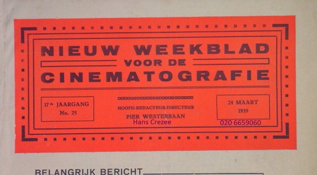 gezocht nieuw weekblad voor de cinematografie 1934 1935 1939, Ophalen of Verzenden, Gelezen, Muziek, Film of Tv