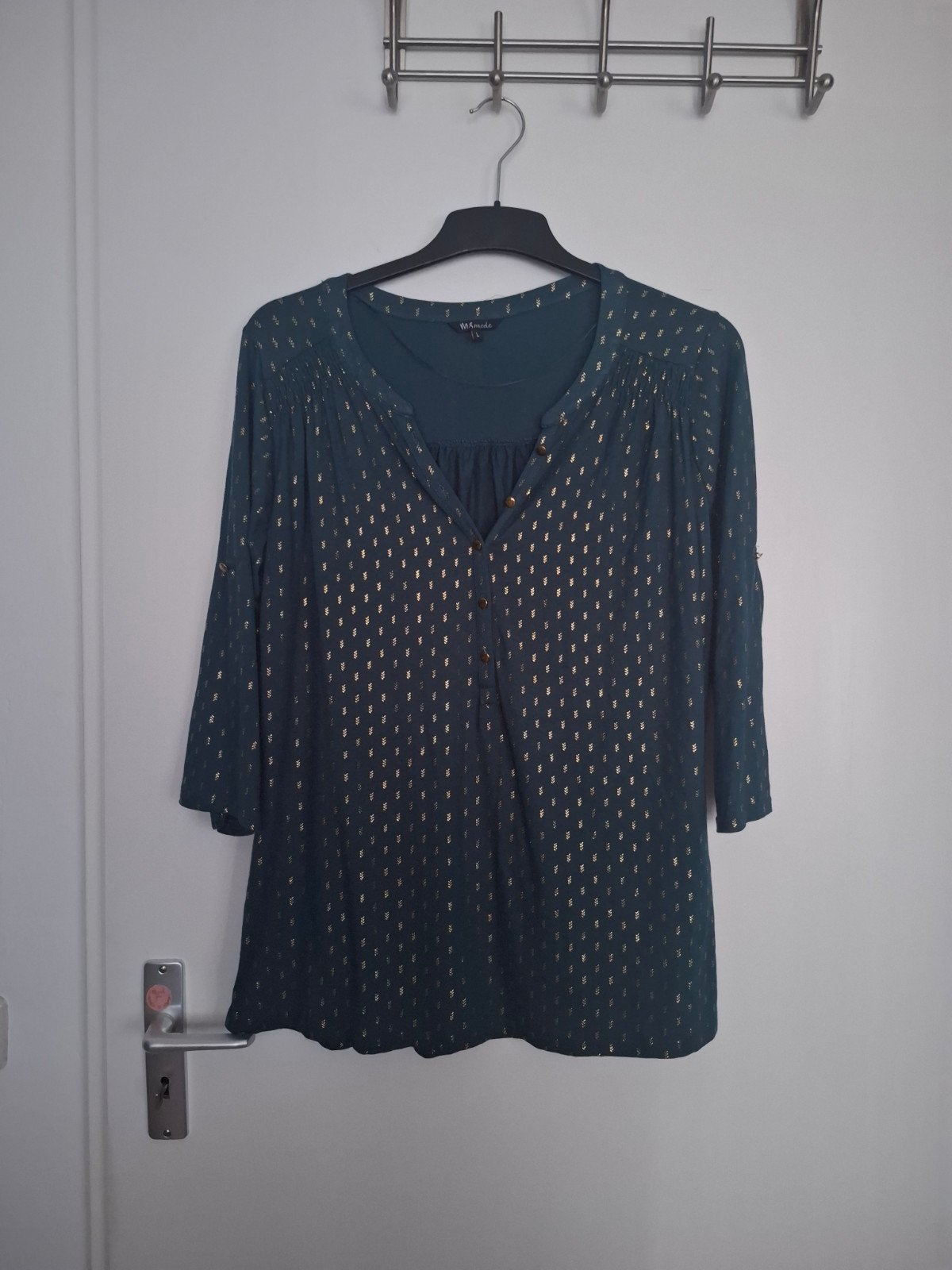 m&s mode top/shirt groen maat L. ZGAN., Maat 42/44 (L), Ophalen of Verzenden, Zo goed als nieuw, Korte mouw