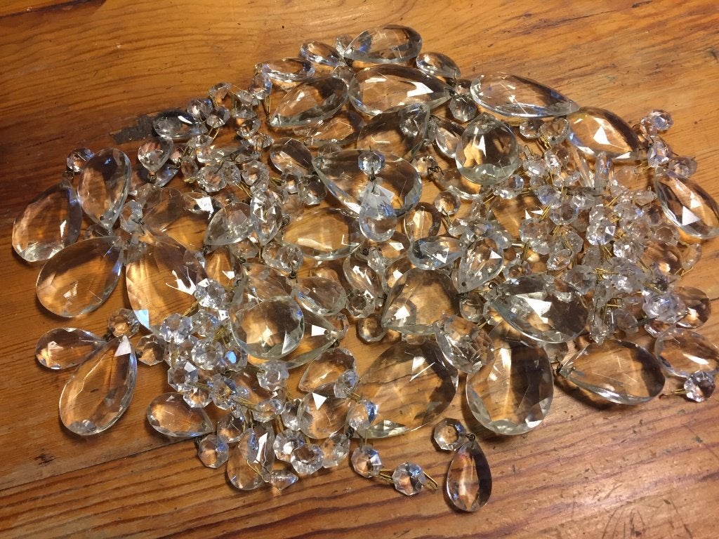 Brocante - Partij glaspegels voor kroonluchter!, Huis en Inrichting, Ophalen of Verzenden, Gebruikt, Glas