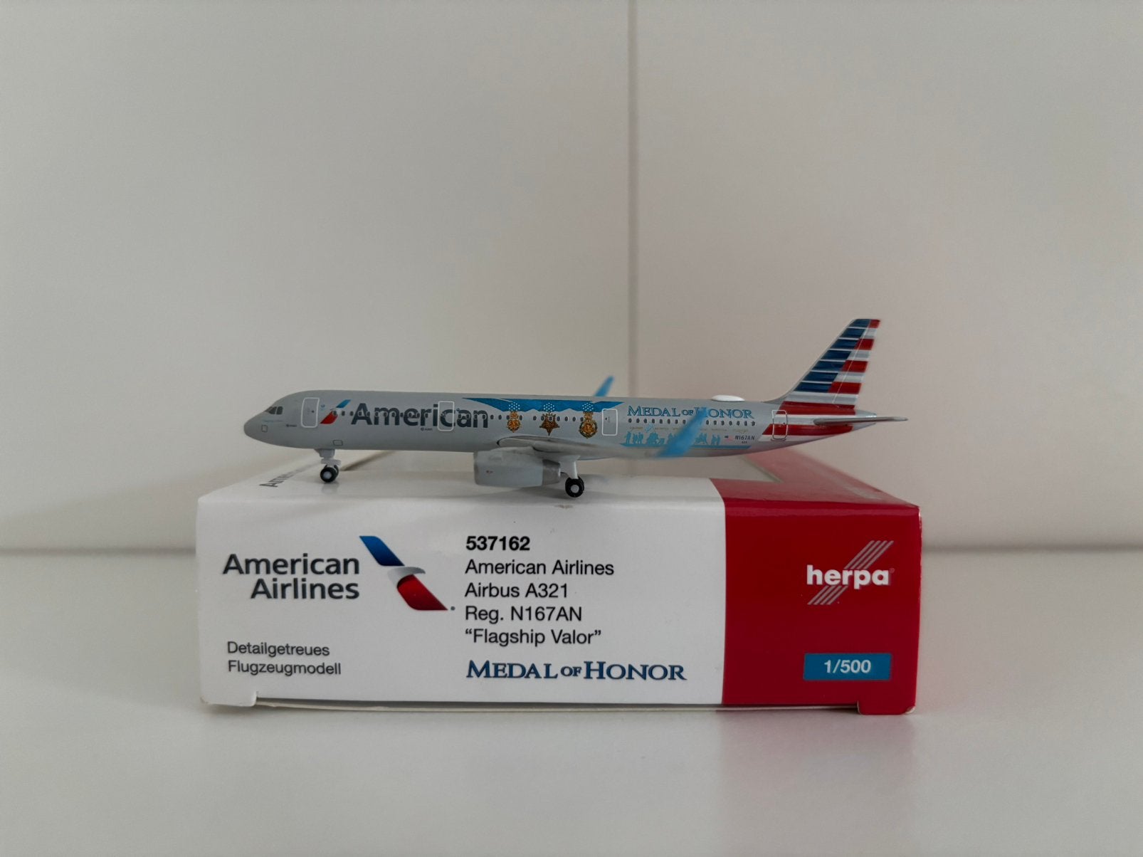 Herpa 537162 American Airlines Airbus A321 1:500, Ophalen of Verzenden, Zo goed als nieuw, Schaalmodel