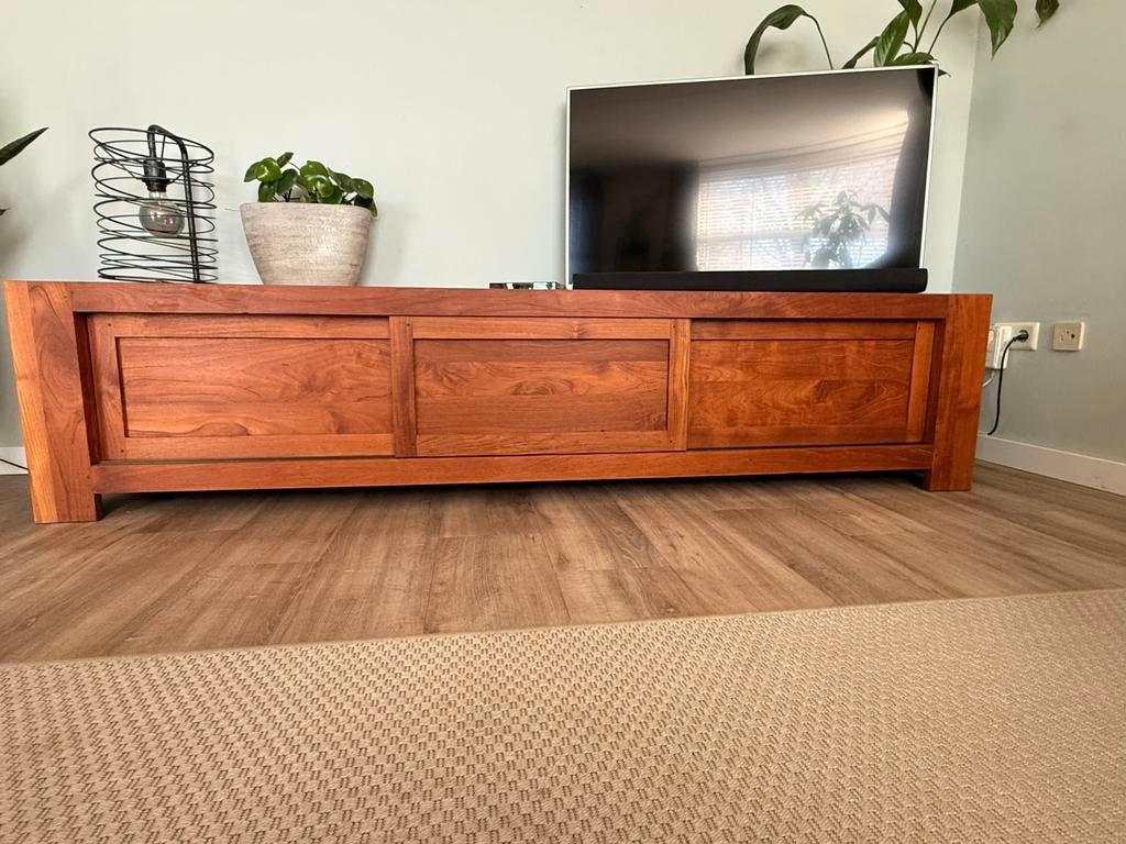TV meubel TEAK hout, Ophalen, Teakhout, Zo goed als nieuw, 200 cm of meer
