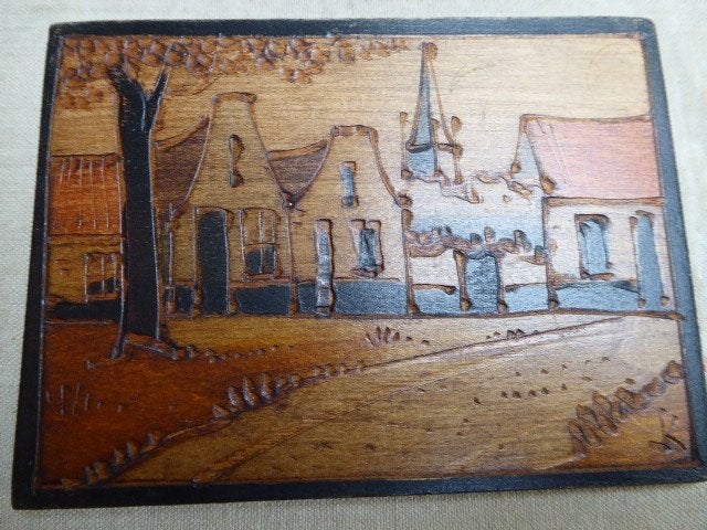 3 schilderijtjes met houten paneeltjes, Ophalen of Verzenden