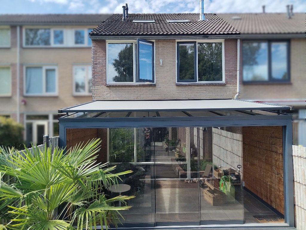 Ruime glazen veranda/tuinkamer/serre met zonwering, Ophalen, Gebruikt, Serre