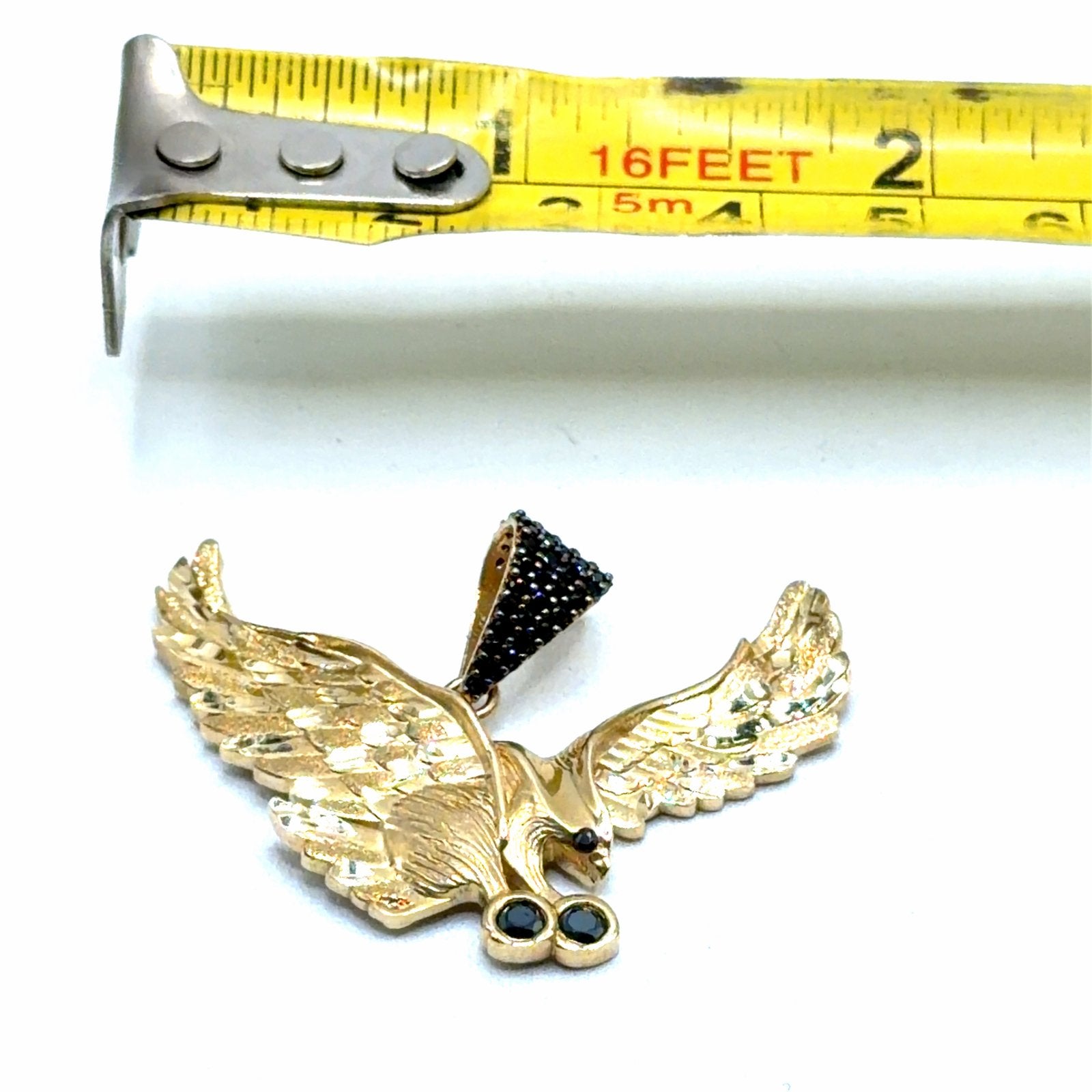 Gouden Adelaar Hanger met Zwarte Edelstenen, Www.bredajuwelier.nl, Nieuw, Ophalen of Verzenden, Met edelsteen