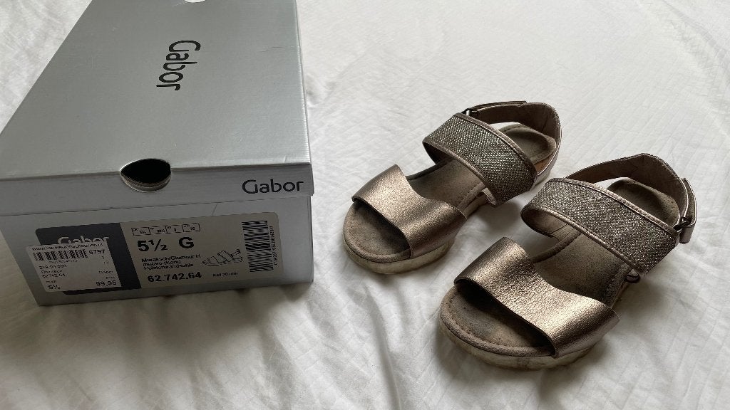 Gabor damesschoenen maat 38,5 kleur zacht goud glamour, Overige kleuren, Gabor, Zo goed als nieuw, Sandalen of Muiltjes
