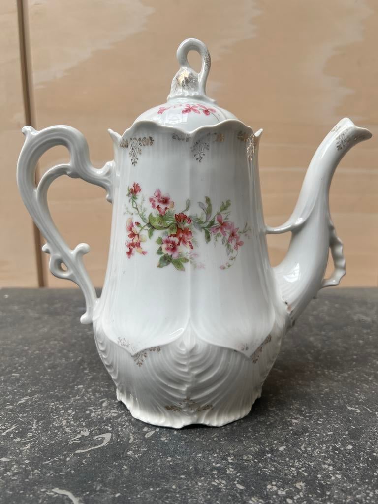 Antieke porseleinen koffiepot - Rococo/Barok stijl (ca. 1900, Ophalen of Verzenden