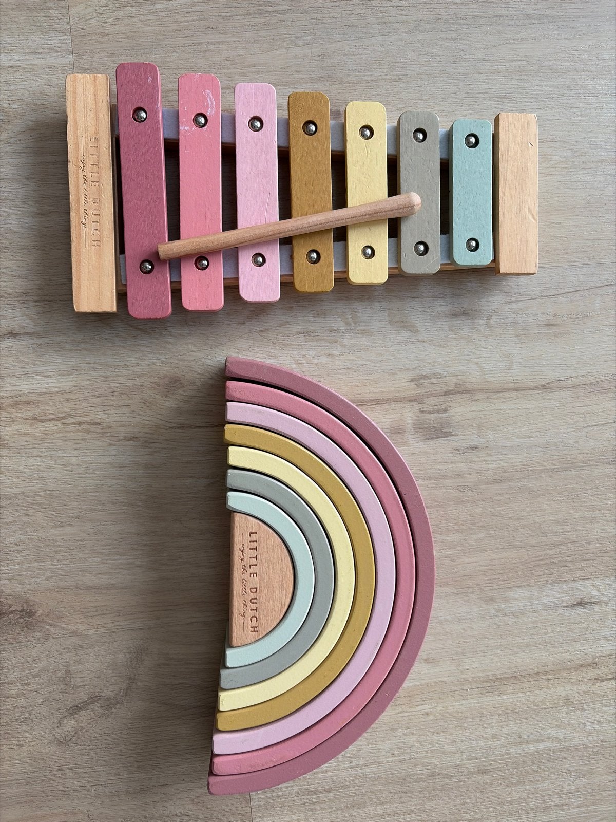 Little Dutch Xylofoon en Regenboog Stapeltoren, Kinderen en Baby's, Ophalen of Verzenden, Gebruikt, Overige typen