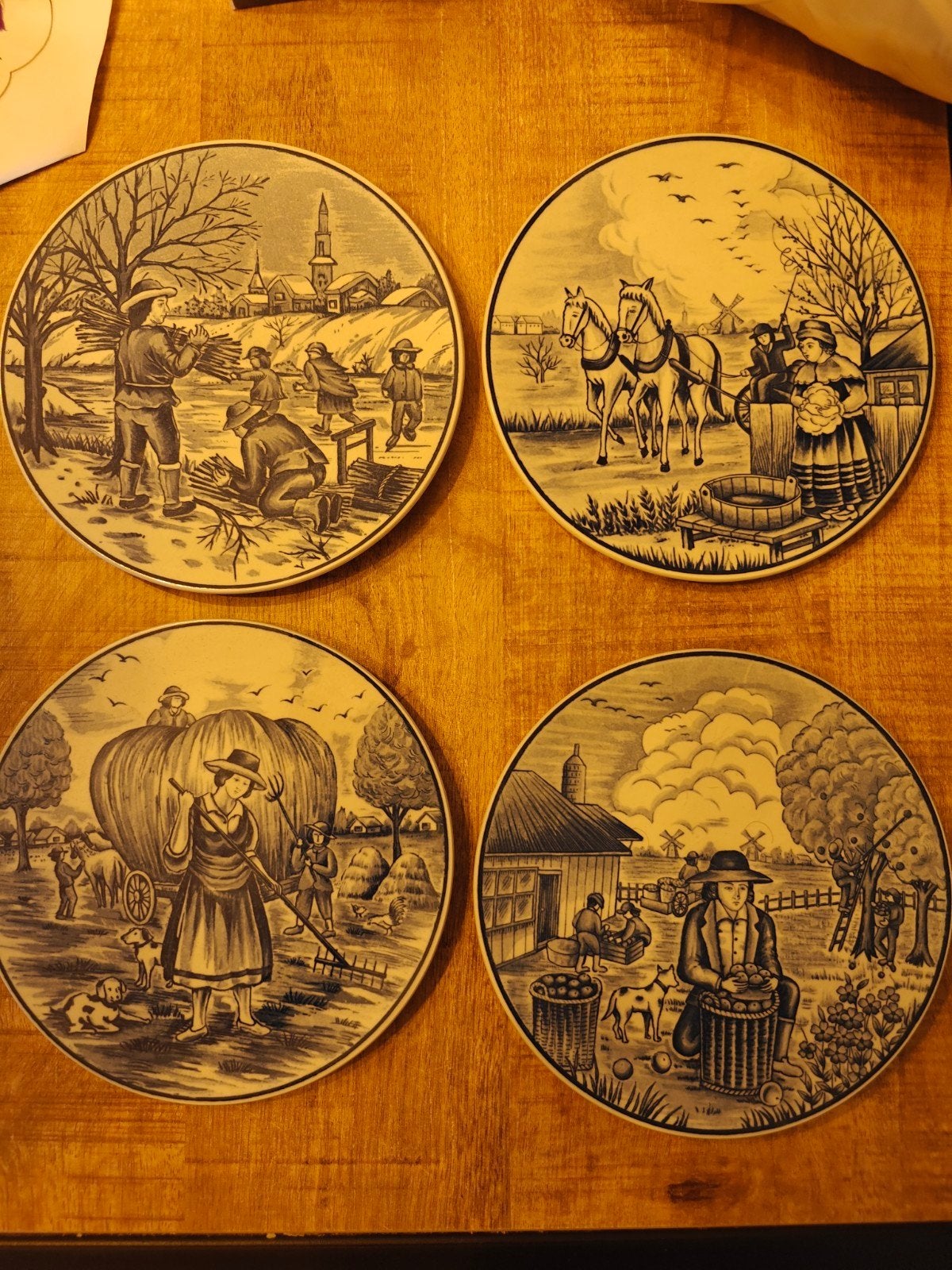 Set van 4 Royal Delft Blauw wandborden, Antiek en Kunst, Ophalen