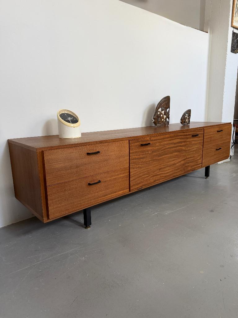 Midcentury dressoir Simpla-Lux, vintage design low board, Huis en Inrichting, Kasten | Dressoirs, Gebruikt, 150 tot 200 cm, 25 tot 50 cm