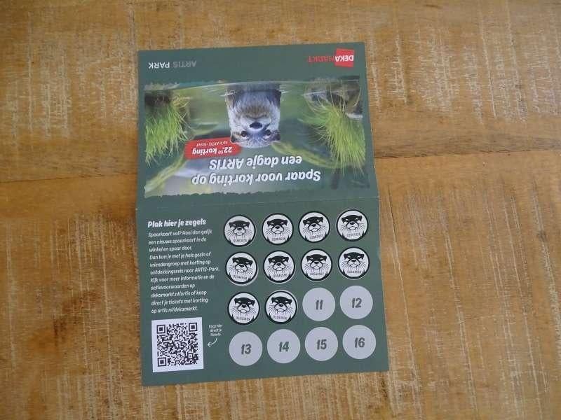 1 Artis spaarkaart van de Deka met 10 zegels, Eén persoon, Kortingskaart