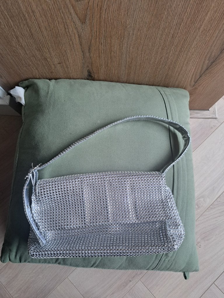 Zilver handtas met steentjes Primark, Sieraden, Tassen en Uiterlijk, Ophalen of Verzenden, Nieuw, Overige kleuren, Handtas