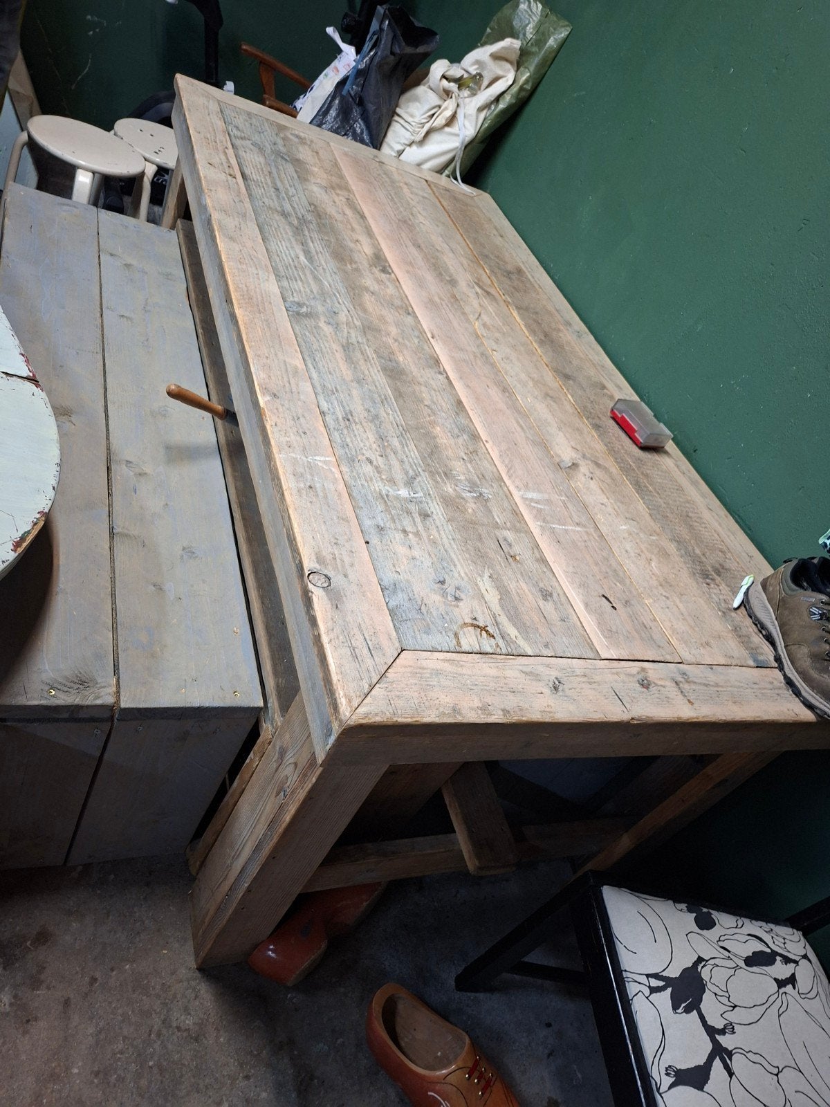 Steigerhouten tuintafel - 199x99.5x77 cm 2meter, Ophalen, Gebruikt, Rechthoekig, Hout