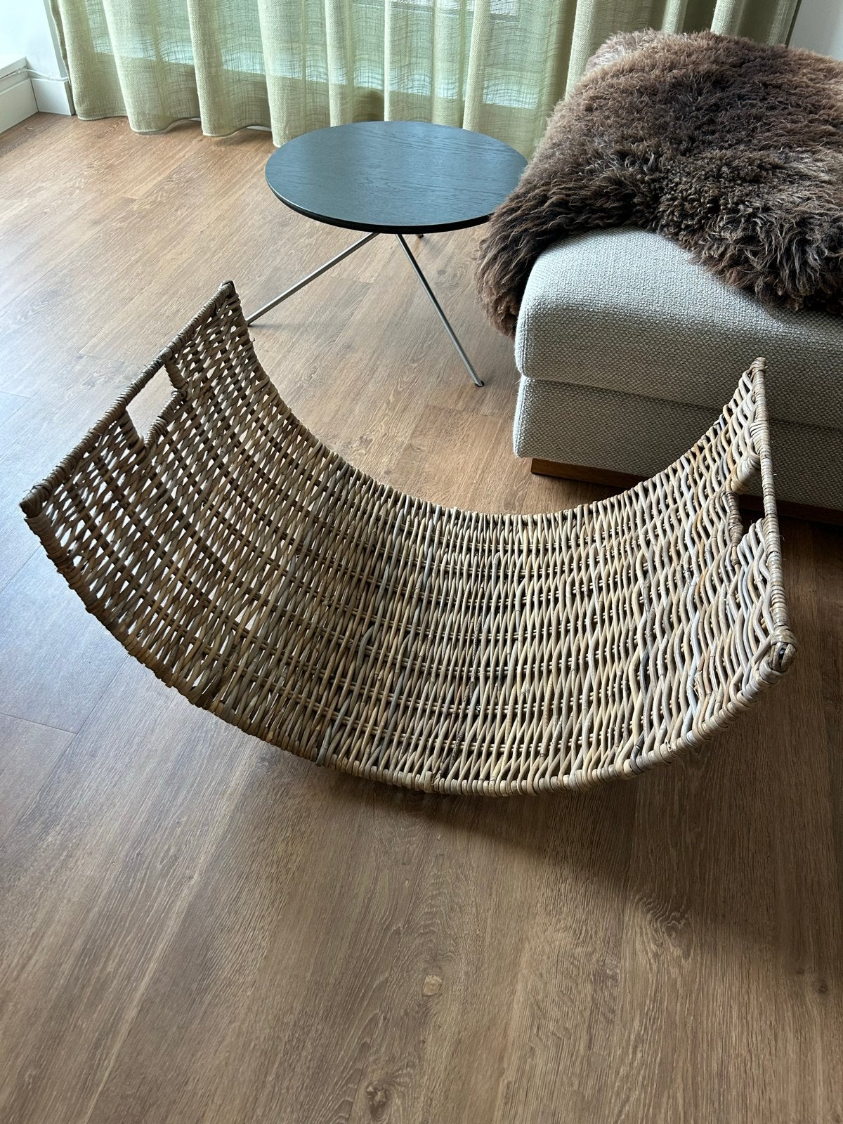 Rieten rotan haardhoutmand - 72x51x38 cm, Ophalen, Natuurlijk materiaal, Bruin, Landelijk