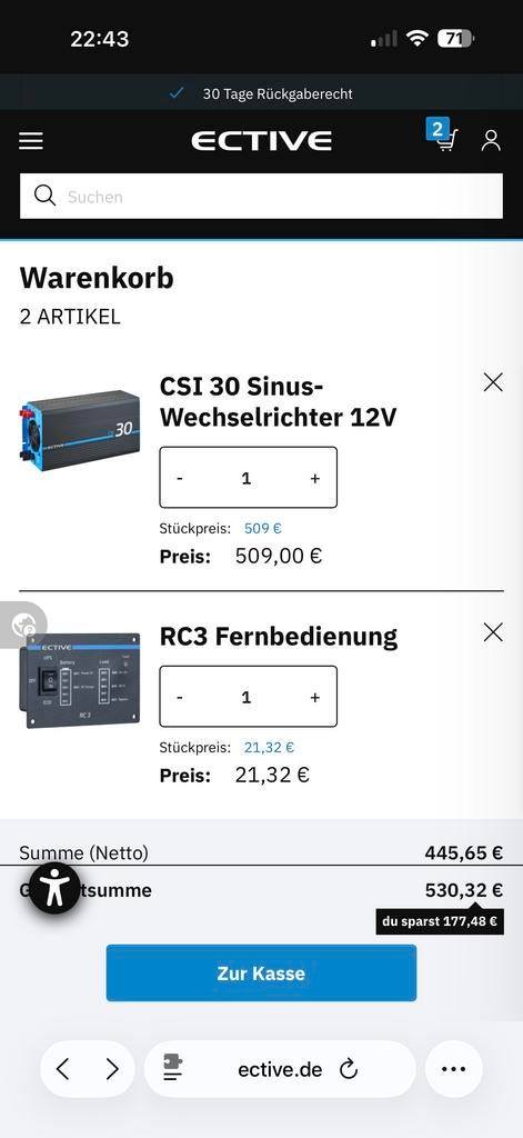 Ective CSI 30 Power Inverter omvormer 3000W afstandsbedienin, Caravans en Kamperen, Camper-accessoires, Ophalen, Nieuw
