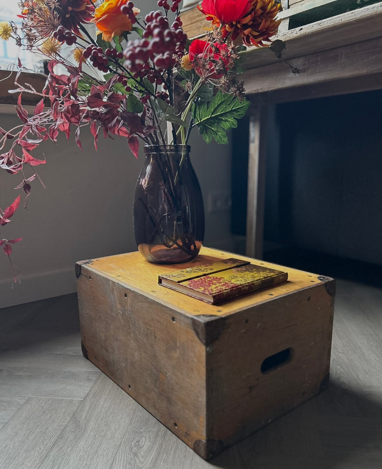 Vintage houten box kist kubus jaren ‘60, Antiek en Kunst, Curiosa en Brocante, Ophalen of Verzenden