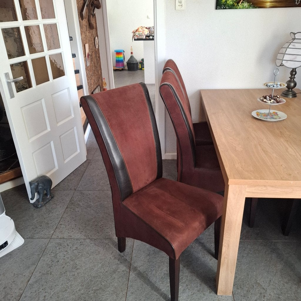 Eethoek met 6 stoelen, Ophalen, Gebruikt, Bruin, Stof