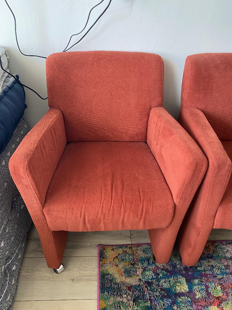 Mobitec stoelen met wieltjes, Huis en Inrichting, Stoelen, Ophalen, Twee, Zo goed als nieuw, Stof