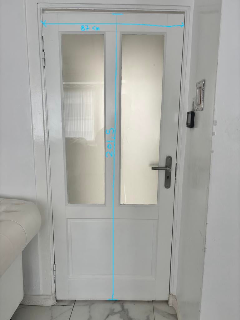 2x Gebruikte Binnendeuren met Glas - 87x201.5 cm, Ophalen, Gebruikt, 80 tot 100 cm, Binnendeur