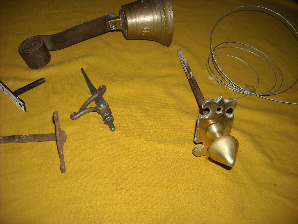 antieke trekbel set oude deurbel deur bel trekker koperen, Ophalen of Verzenden