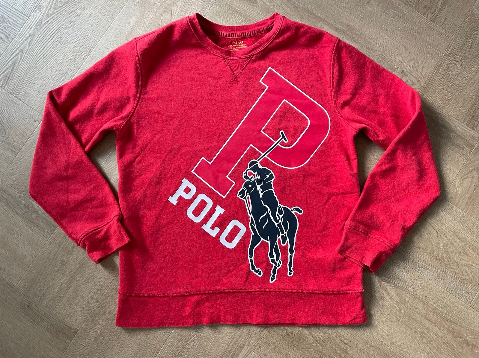 Ralph Lauren sweater rood met logo maat 164, Kinderen en Baby's, Verzenden, Zo goed als nieuw, Jongen of Meisje, Trui of Vest