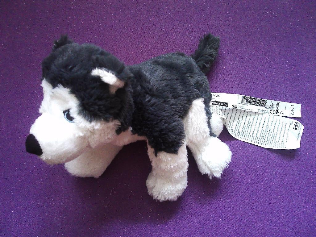 IKEA Knuffel HOND HUSKY LIVLIG. 24 CM LIGGEND **Nieuw**, IKEA, Nieuw, Met label, Middelgroot (20 tot 80 cm)