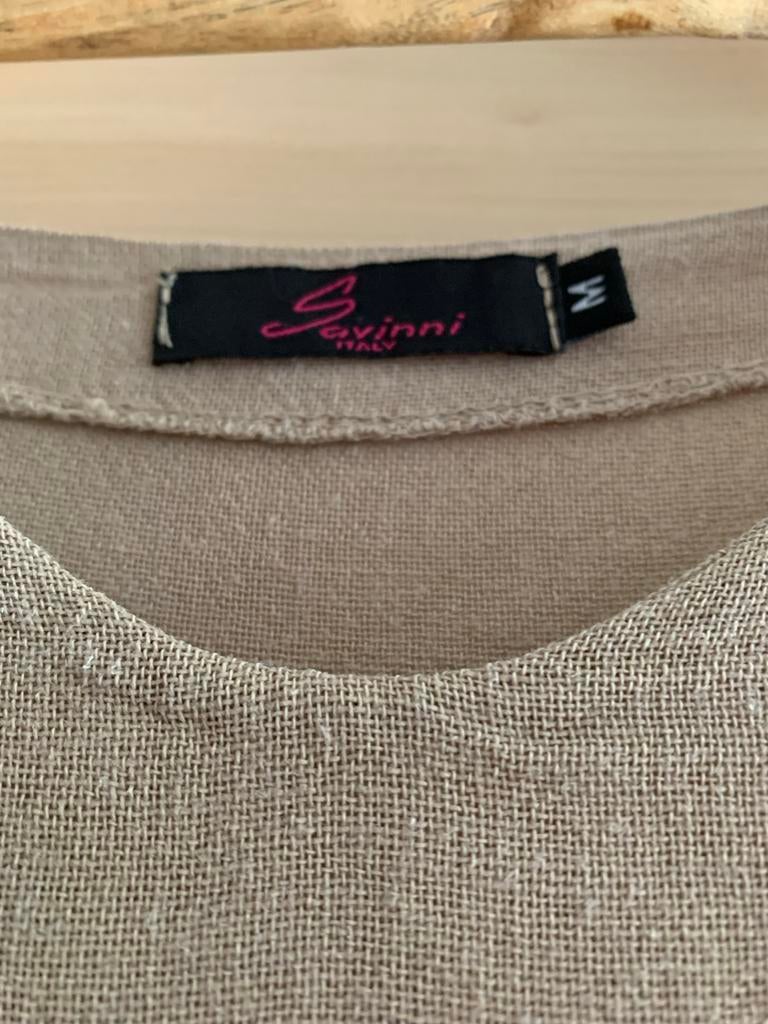 Savini Italy Linnen/katoen Tuniek/Jurk Maat M Beige, Maat 38/40 (M), Beige, Ophalen of Verzenden, Zo goed als nieuw