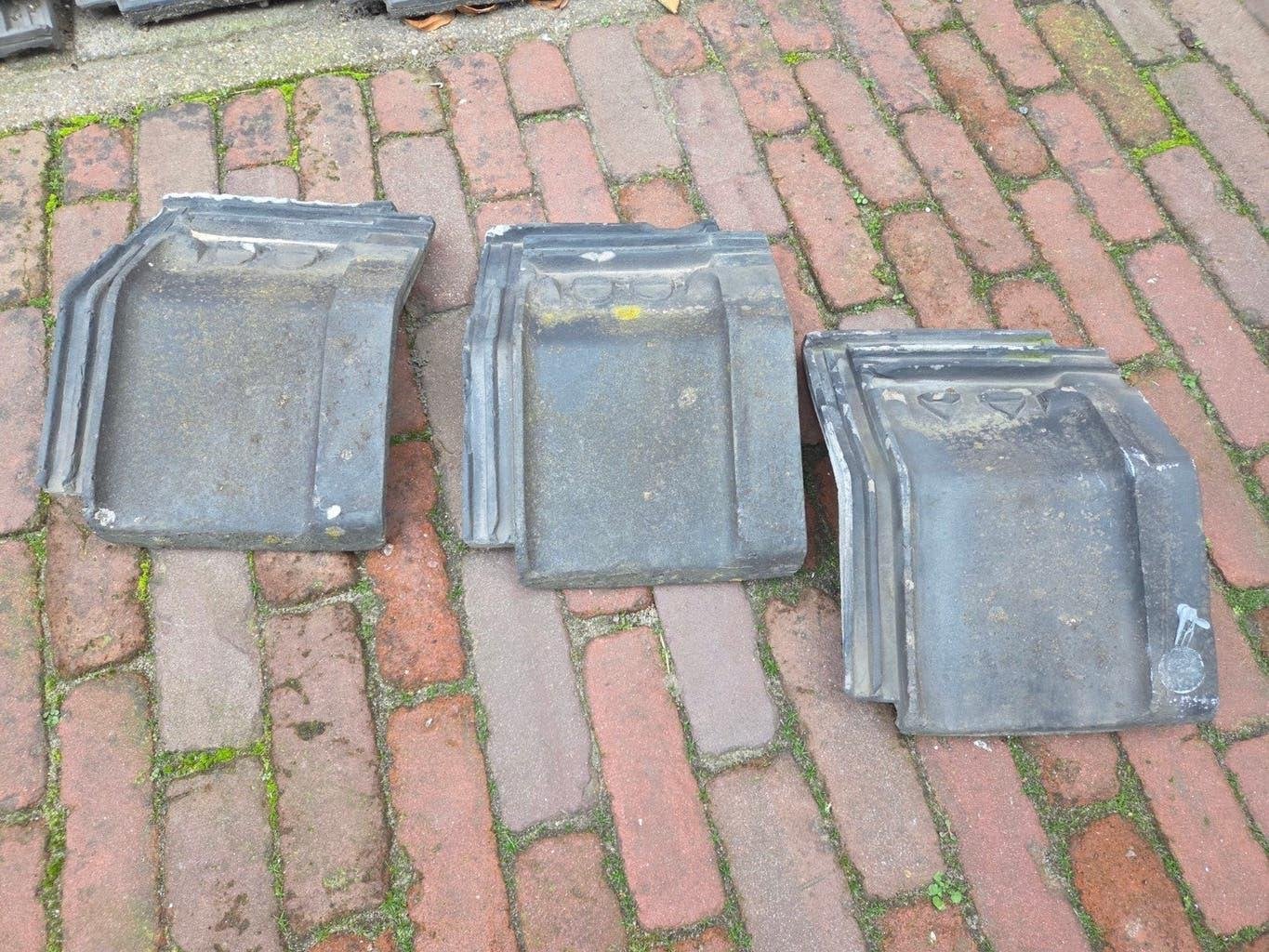 Tuile du Nord knikpannen vlak&rond, gebruikt 126 stuks, Ophalen, Gebruikt, Steen of Klei, Zwart