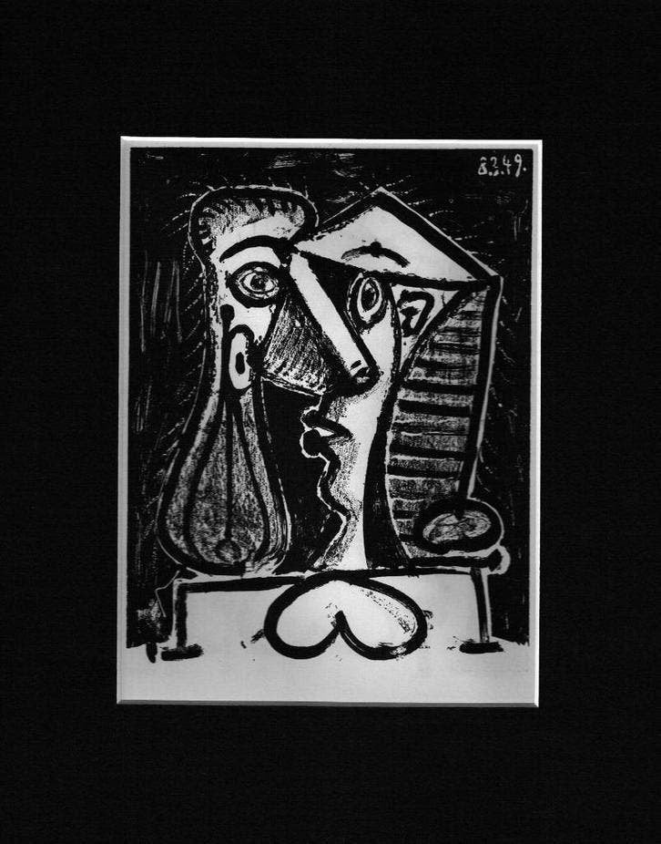 Pablo Picasso 1947 Dubbelzijdige Litho Figure composé, Verzenden, Lithografie