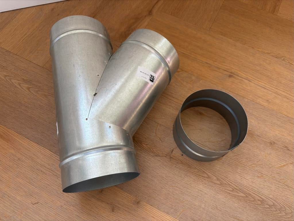 Spiraliet T-stuk 45 3x verjongd spie 125mm + verbindingsstuk, Ophalen of Verzenden, Nieuw, Ventilator