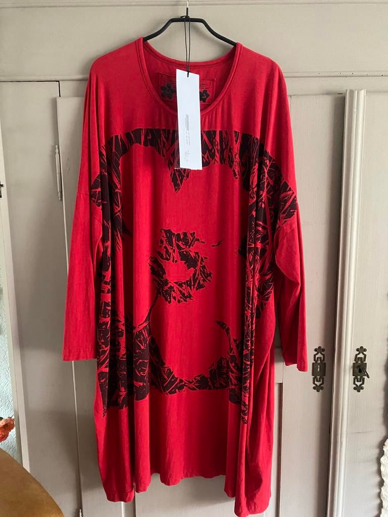 Prachtig rode print jurk Rundholz mt. OS, Kleding | Dames, Blouses en Tunieken, Ophalen of Verzenden, Nieuw, Rood