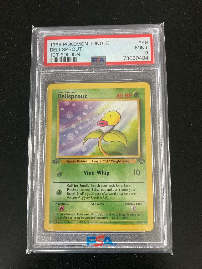 Pokemon kaart Bellsprout 1999 PSA first edition, Hobby en Vrije tijd, Verzamelkaartspellen | Pokémon, Ophalen of Verzenden, Zo goed als nieuw