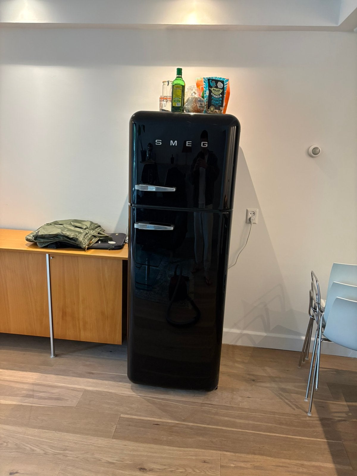 Smeg FAB30RBL5 koelkast met vriesvak zwart, Witgoed en Apparatuur, 200 liter of meer, 60 cm of meer, Zo goed als nieuw, Met vriesvak